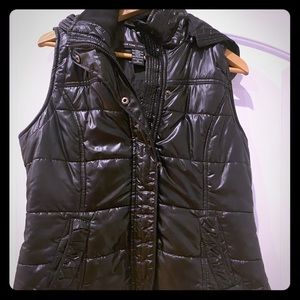 Shiny Black Puffer Vest